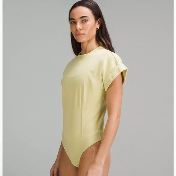 Lululemon Heavyweight Cotton T-Shirt Bodysuit. Pale Yellow. Size Large. NWT - Picture 4 of 11